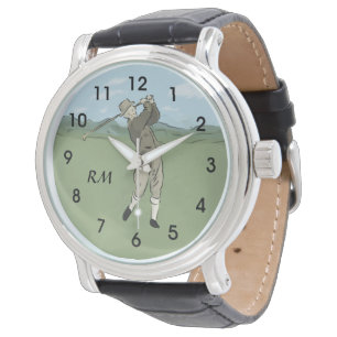 Reloj De Pulsera Arte de golf Monogramed Vintage Style