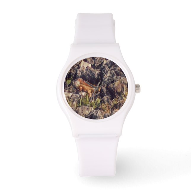 Reloj De Pulsera Arte de Guana Naranja (Anverso)