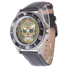 Reloj De Pulsera Arte de la calavera del azúcar - Fiesta de colores