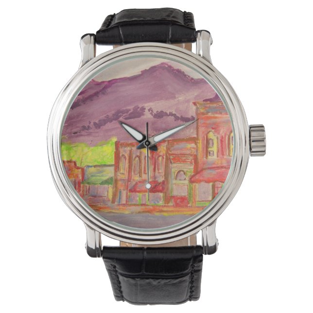 Reloj De Pulsera arte de la ciudad de montaña (Anverso)