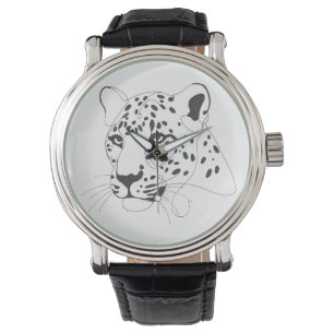 Reloj De Pulsera Arte de la línea Minimalista Leopard pintado a man
