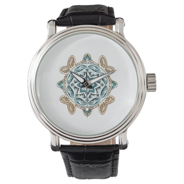 Reloj De Pulsera Arte de la tortuga marina Mandala (Anverso)