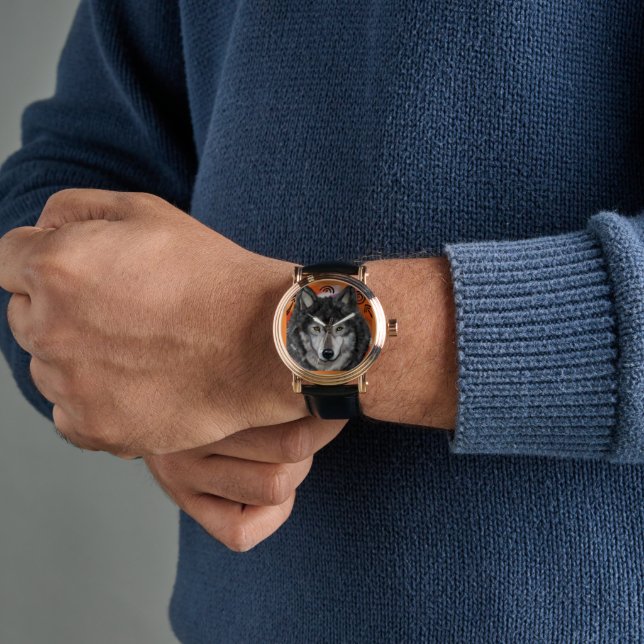 Reloj De Pulsera Arte de Lobo (Muñeca)
