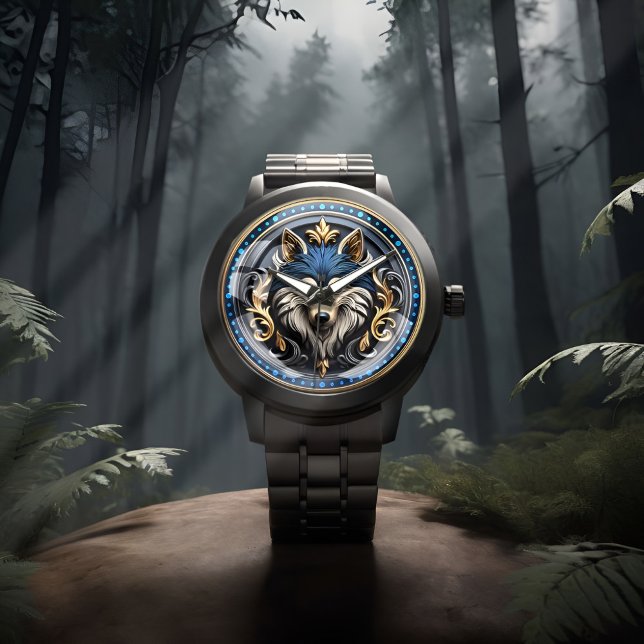 Reloj De Pulsera Arte De Lobo Salvaje Con Diseño 3D (Subido por el creador)
