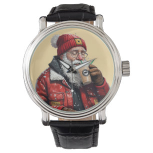Reloj De Pulsera Arte de Navidades de café helado de Guay Santa