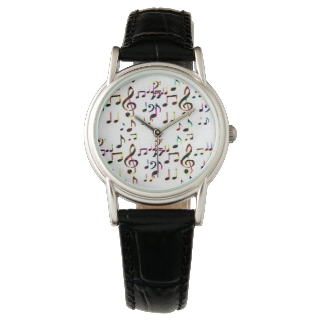 Reloj De Pulsera arte de notas musicales (Anverso)