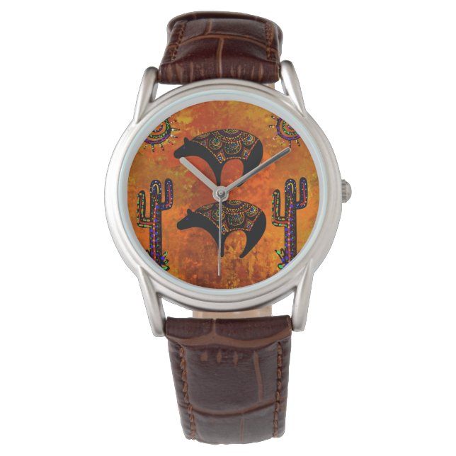 Reloj De Pulsera Arte de oso del suroeste (Anverso)