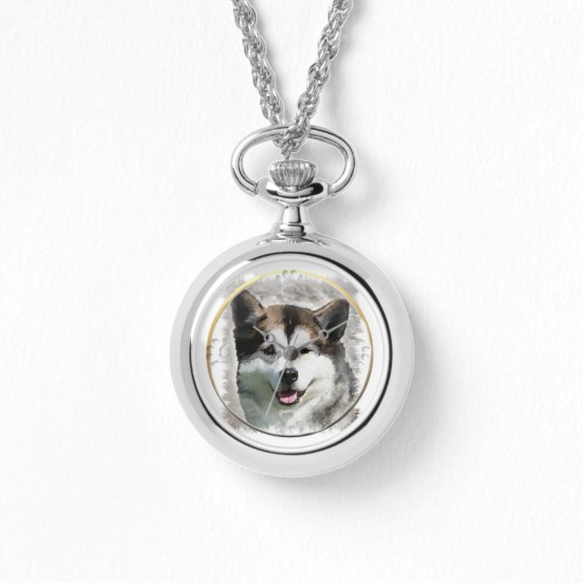 Reloj De Pulsera Arte de perro en Malamute (Anverso)