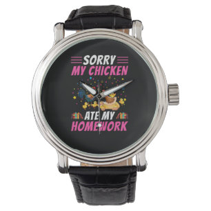 Reloj De Pulsera Arte de pollo Mi pollo comió mi hogar