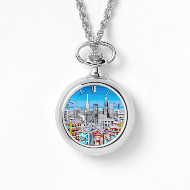 Reloj De Pulsera Arte de Poster Skyline de San Francisco (Anverso)
