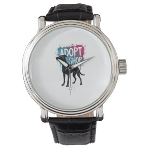 Reloj De Pulsera Arte de rescate de graffiti de perro vintage Adopt