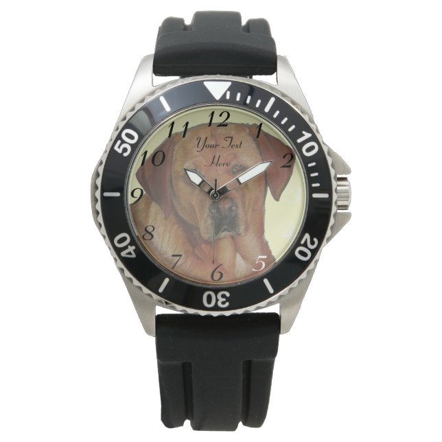 Reloj De Pulsera arte de retrato de perro labrador retreiver amaril (Anverso)
