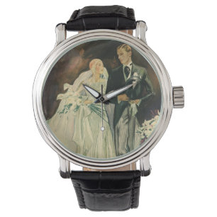 Reloj De Pulsera Arte Deco Vintage Boda Novia y Novio Recién Casado