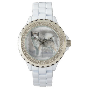 Reloj De Pulsera Arte del perro del Malamute de Alaska