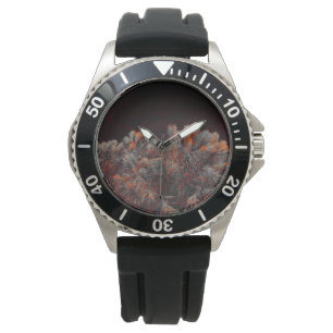 Reloj De Pulsera Arte digital de pino con manchas de color naranja