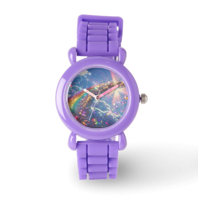 Reloj De Pulsera Arte digital Purpurina arcoiris (Anverso)