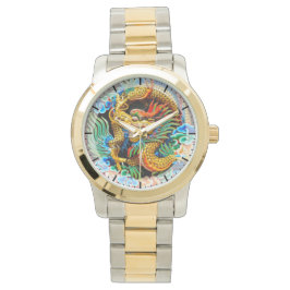 Reloj De Pulsera Arte floral de dragón colorido chino en Guay