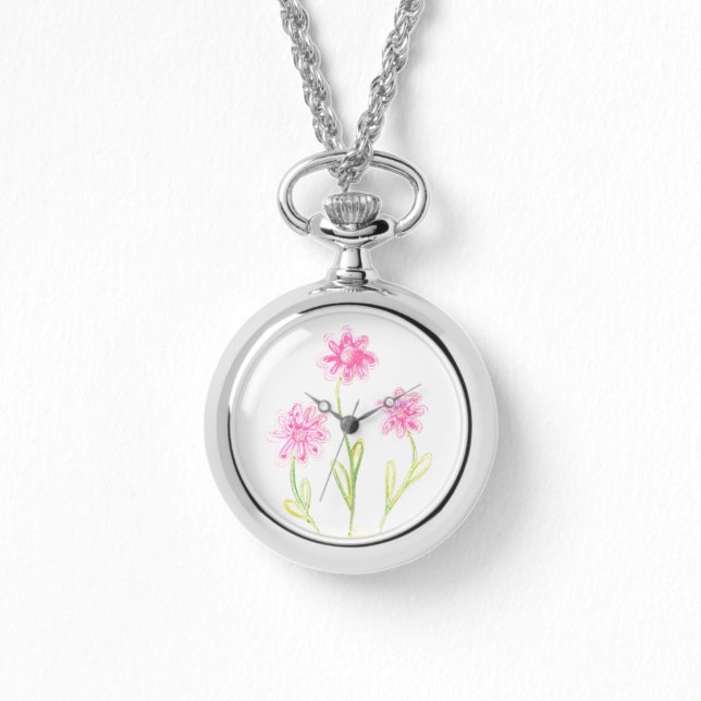 Reloj De Pulsera Arte floral rosa bonito (Anverso)