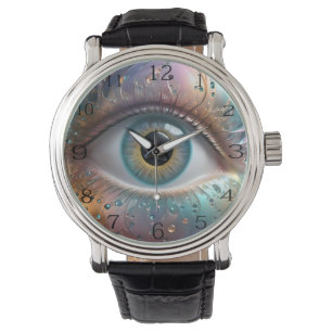 Reloj De Pulsera Arte Fractal De Béisbol Azul,