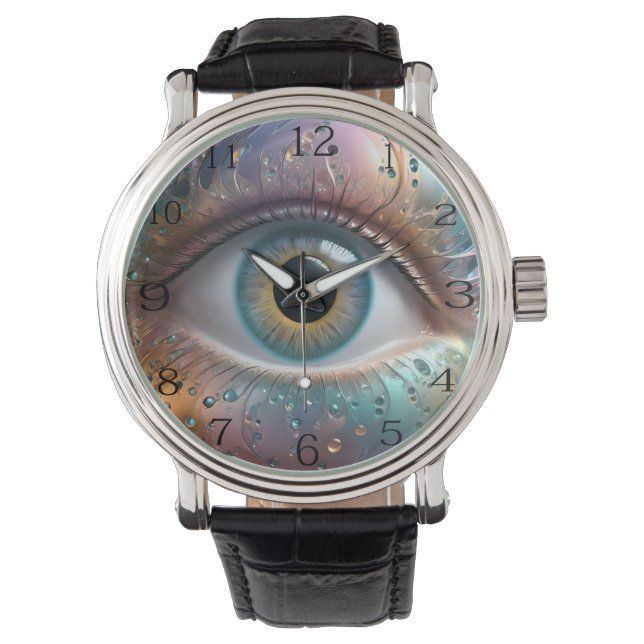 Reloj De Pulsera Arte Fractal De Béisbol Azul, (Anverso)