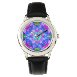 Reloj De Pulsera Arte fractal de Kaleidoscopio Púrpura y Verde