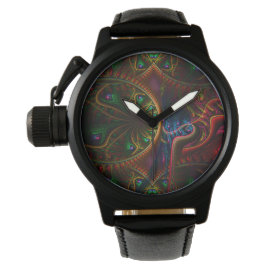 Reloj De Pulsera Arte fractal de la llama de los engranajes de Psyc