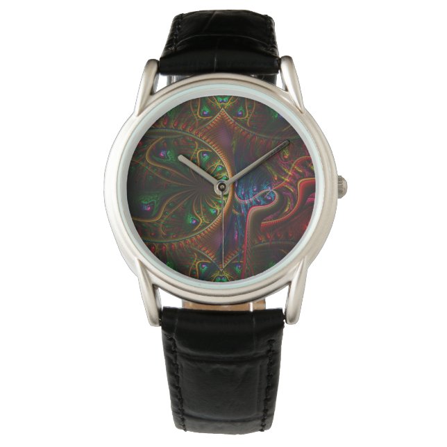 Reloj De Pulsera Arte fractal de la llama de los engranajes de Psyc (Anverso)