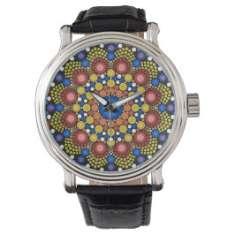 Reloj De Pulsera Arte Fractal Floral Dotado Retro Mandala