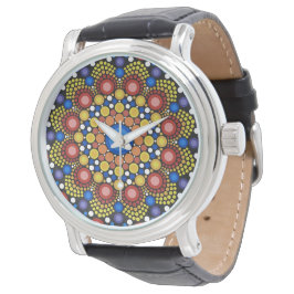 Reloj De Pulsera Arte Fractal Floral Dotado Retro Mandala
