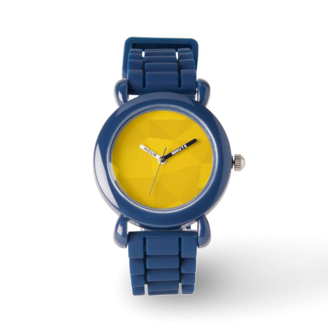 Reloj De Pulsera Arte geométrico amarillo, moderno, fresco, moderno (Anverso)