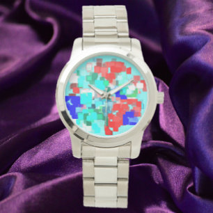 Reloj De Pulsera Arte moderno Resumen Azul rojo