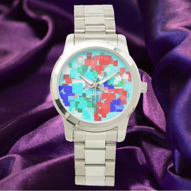 Reloj De Pulsera Arte moderno Resumen Azul rojo (Subido por el creador)