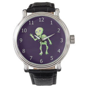 Reloj De Pulsera Arte ondulado de piel gris amarillo verde