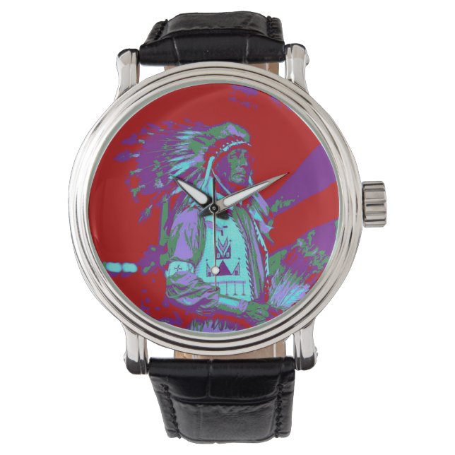 Reloj De Pulsera Arte Pop Amerindio (Anverso)