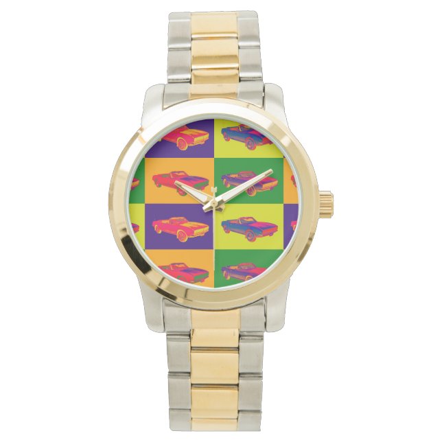 Reloj De Pulsera Arte pop convertible Chevy Camaro RS de 1967 (Anverso)