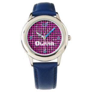 Reloj De Pulsera Arte pop moderno y rosa negro personalizado