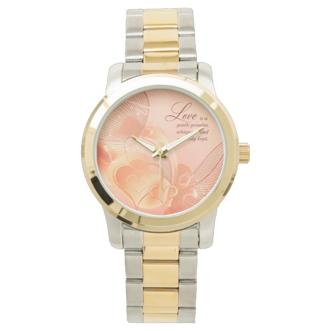 Reloj De Pulsera Arte Romántico de Corazón Dorado Elegante (Anverso)