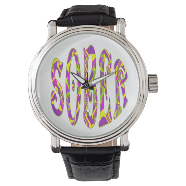 Reloj De Pulsera Arte sicodélico retro de los 60 SOBRIO (Anverso)