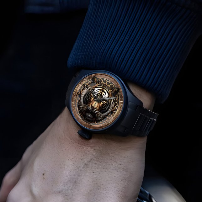 Reloj De Pulsera Arte Tigre Salvaje Con Diseño 3D (Subido por el creador)