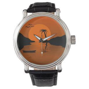Reloj De Pulsera Arte Tropical Sunset
