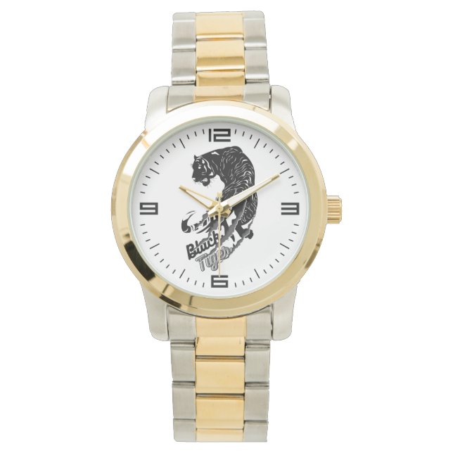 Reloj De Pulsera Arte vector de tigres negros con tigre negro (Anverso)