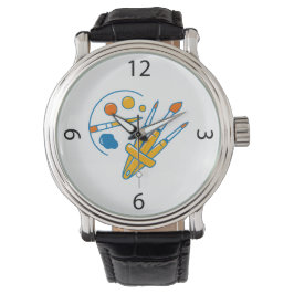 Reloj De Pulsera Artist Paint Palette and Brushes