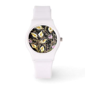 Reloj De Pulsera Arum Lily Artistic Floral Design On Black