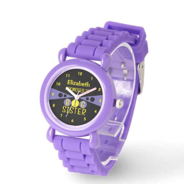 Reloj De Pulsera Ascendido a hermana mayor nombre púrpura amarillo (Ángulo)