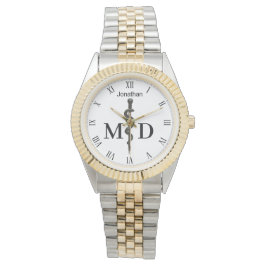 Reloj De Pulsera Asclepius profesional Médica médico negro MD
