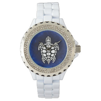 RELOJ DE PULSERA ASIENTO. TORTUGA. DECORACIÓN EN BLANCO Y NEGRO.