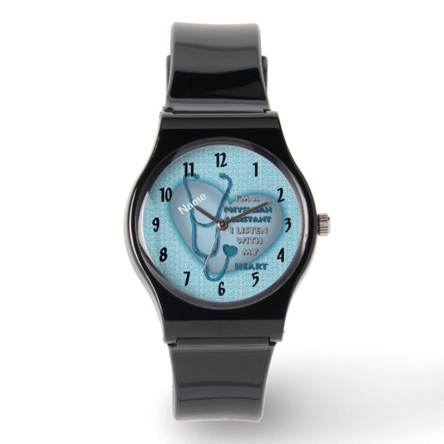 Reloj De Pulsera Asistente médico de corazón azul (Anverso)