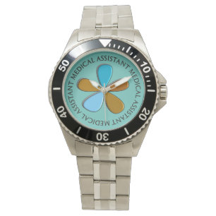 Reloj De Pulsera Asistente Médico Watch Floral Luz Azul