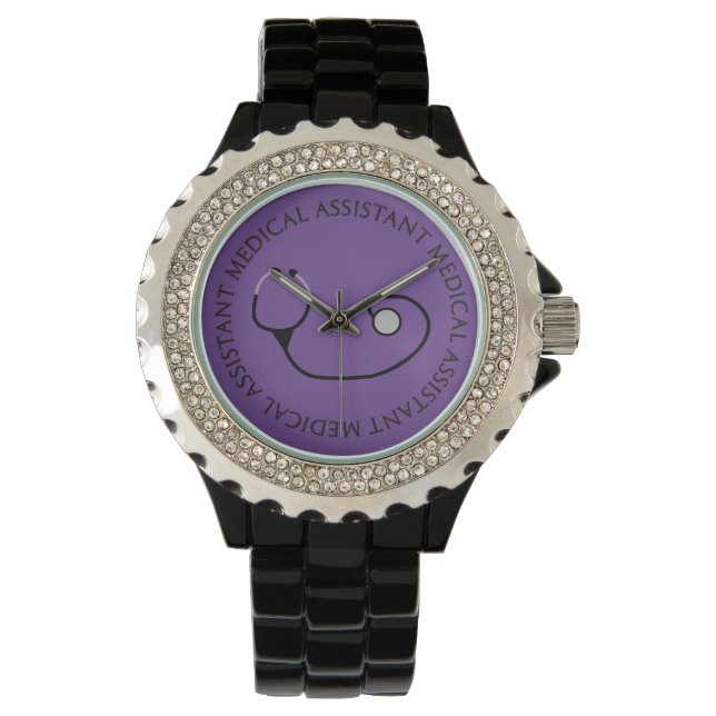 Reloj De Pulsera Asistente Médico Watch Stethoscope Purple (Anverso)