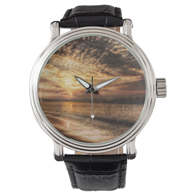 Reloj De Pulsera Asombroso amanecer en la playa (Anverso)